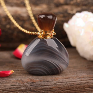 Amelia's Black Agate Perfume Bottle Necklace