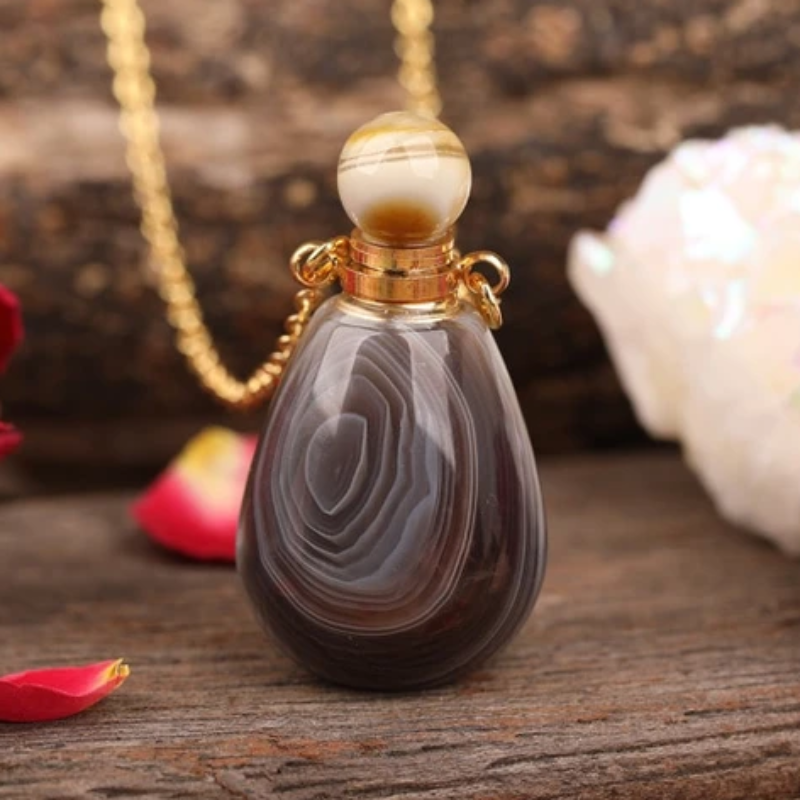 Amelia's Black Agate Perfume Bottle Necklace