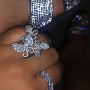 Adara's Crystal Butterfly Ring Set