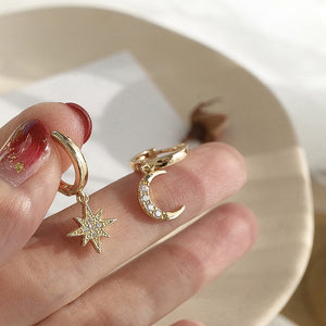 Kinsley's Crystal Star Moon Earrings