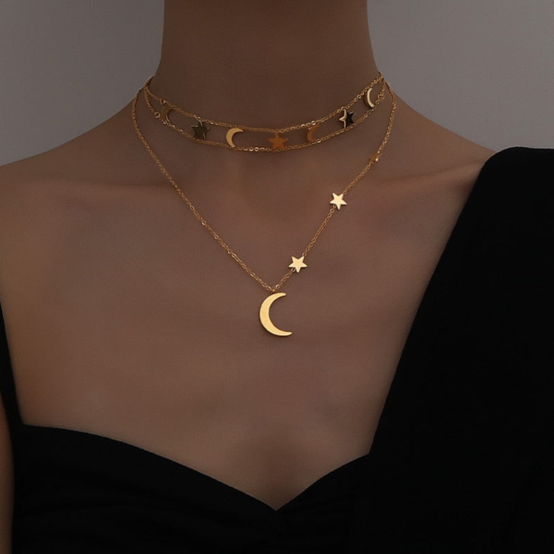 Nora's Crescent Moon & Stars Necklace
