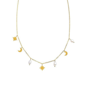 Freja's Moon and Star Charms Necklace