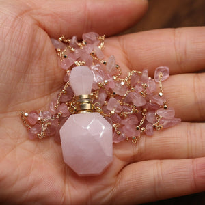 Emily's Pink Quartz Perfume Bottle Necklace