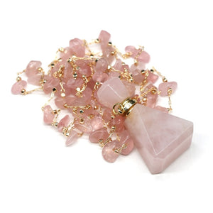 Sofia's Pink Quartz Perfume Bottle Necklace