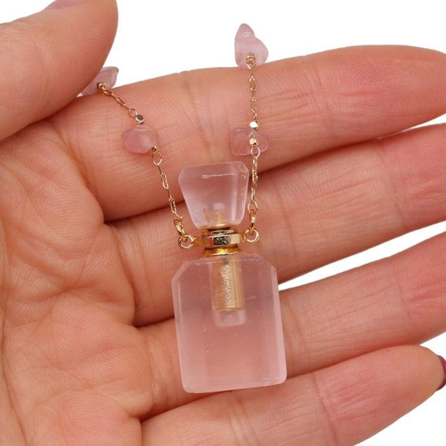 Emily's Pink Quartz Perfume Bottle Necklace